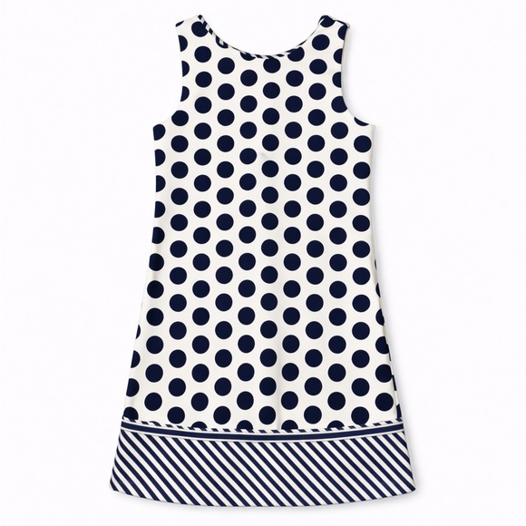 NWT Luli & Me Navy and White Polka Dot Dress - Picture 2 of 2